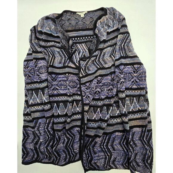 Lucky Lotus Womens Multicolor Patterned Cardigan Sweater Size L - Picture 3 of 8